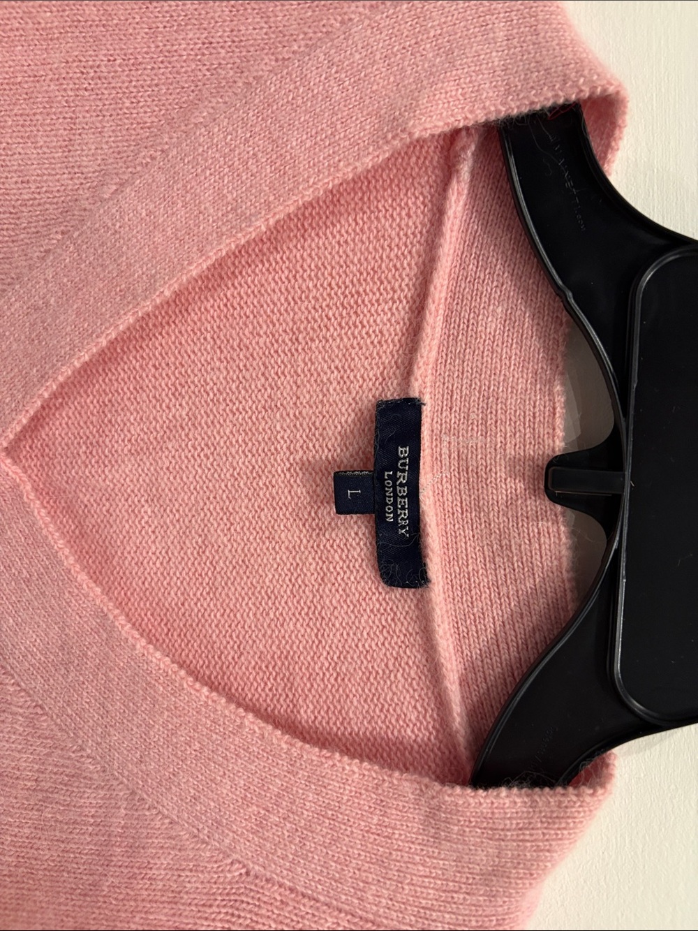 Burberry Pink Argyle Crewneck Lambswool Sweater with Red and Charcoal Accents - Picture 3 of 6